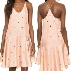 NWOT TIBI Dress 4 Silk Peach Beach-Ball-Print A-Line Flounce Tiered Sleeveless